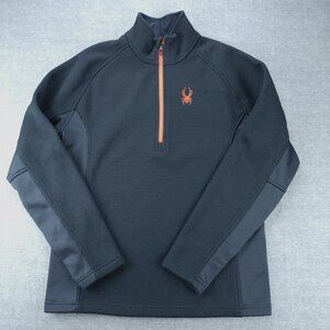 Spyder Men Outbound Half Zip Sweatshirt Size Medium Black, Red Zip and Logo